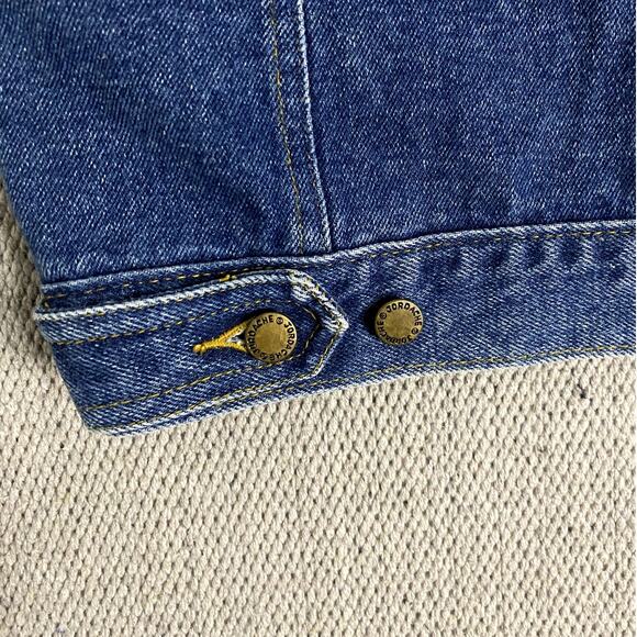 Jordache Hooded Denim Vest Womens L Blue Jean Button Up Pockets Y2K Street Biker - Picture 8 of 12